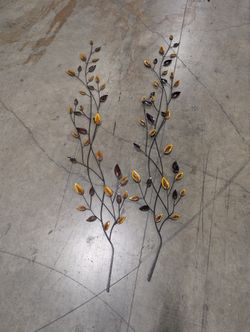 Pair of Dark Metal Botanical Vine Wall Art