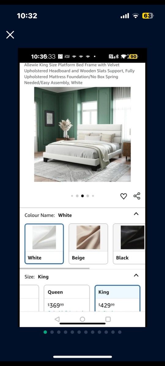 Allewie King Size Platform Bed Frame with Velvet Upholstered Headboard and Wooden Slats Support, Fully Upholstered Mattress Foundation