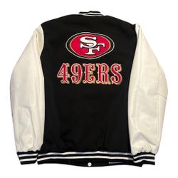 San Francisco 49ers Reversible JH Design Wool & Leather Full -Snap Jacket