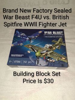 Brand New Factory Sealed War Beast F4U vs British Spitfire WWll Fighter Jet Building Block Set