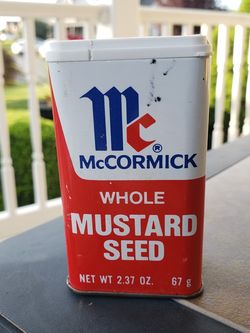Vintage McCormick Whole Mustard Seed Tin - 1980