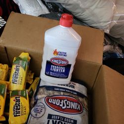 BBQ  bundle  charcoal   lighter fluid.  smoke  chips 