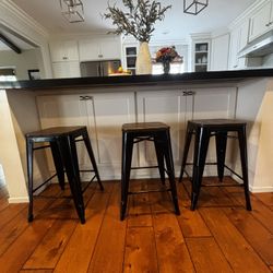 3 Metal & Wood Counter Stools