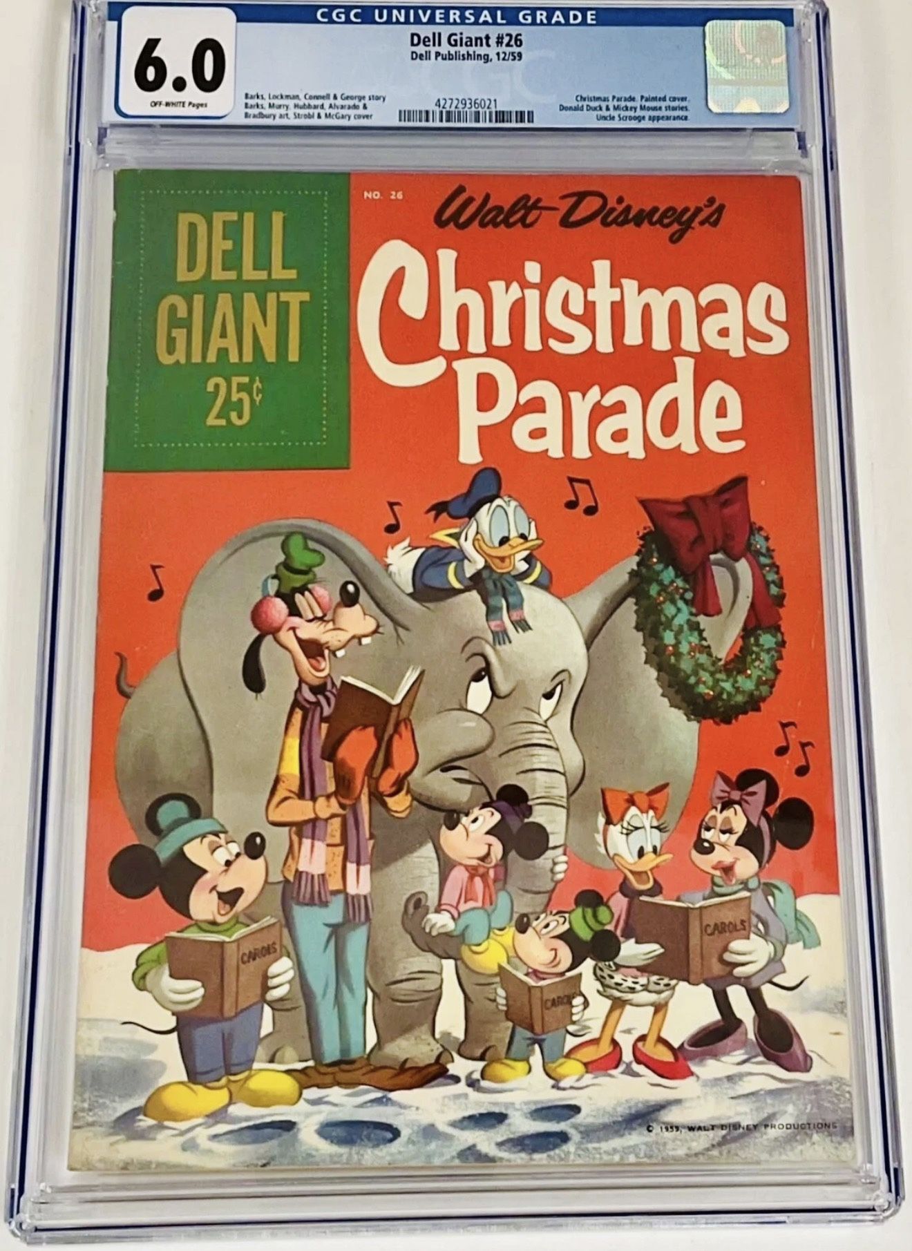Walt Disney Merry Christmas Dell Giant Comic #26 from 1959 CGC 6.0 25c Variant