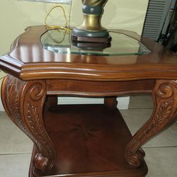 Wooden glass table set