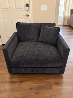 Oversized Accent Chair in Dark Gray Fabric