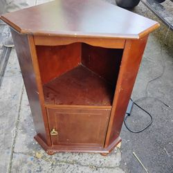 Corner Wood Cabinet With Shelf And Cabinet
