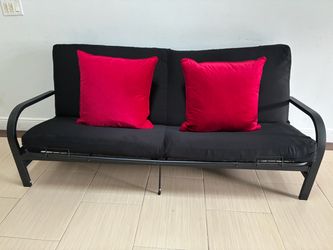 Black Metal Frame Futon Sofa Bed