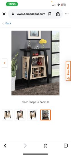 White Serving Bar Console with Wine Rack