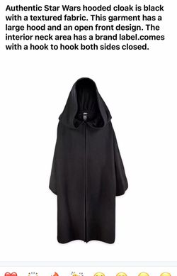 BRAND NEW WITH TAGS RETAILS $140 STAR WARS HEAVY DUTY CLOAK / ROBE