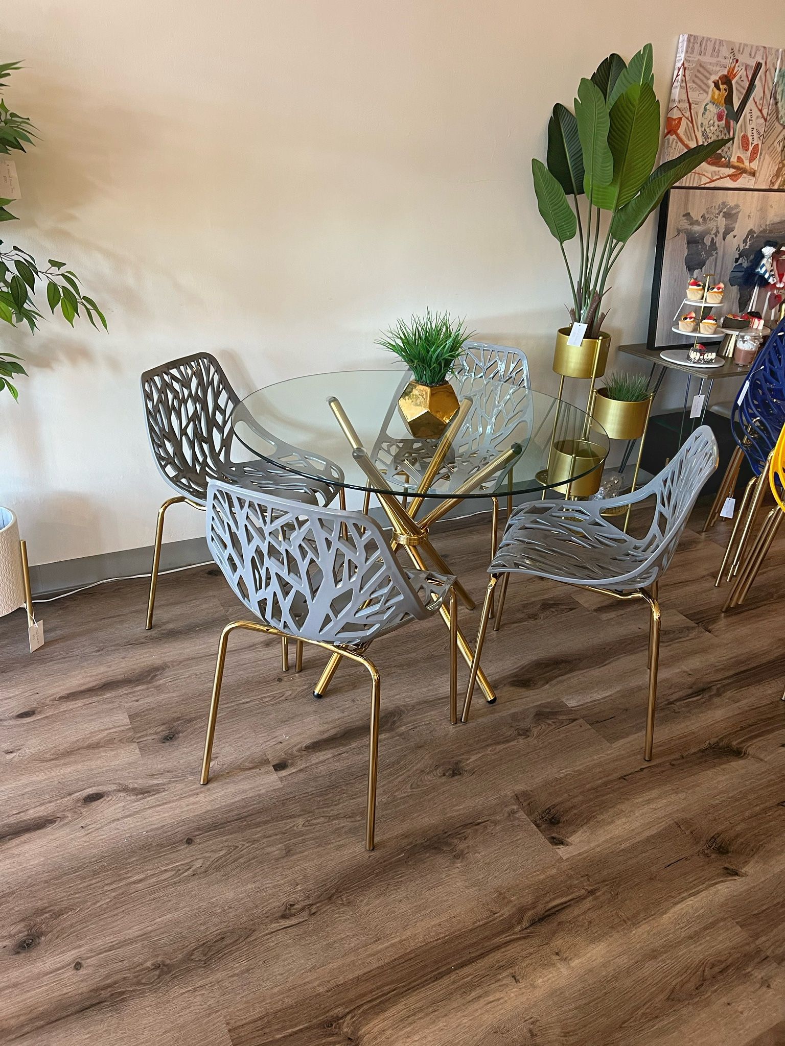 Gray Gold Modern Dining Set