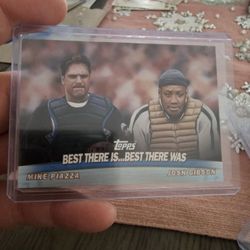 Mike Piazza New York Mets 01 Topps Combos With Josh Gibson Insert 04 Upper Deck SP Authentic Cards