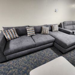 Dark Gray Sectional with Chaise