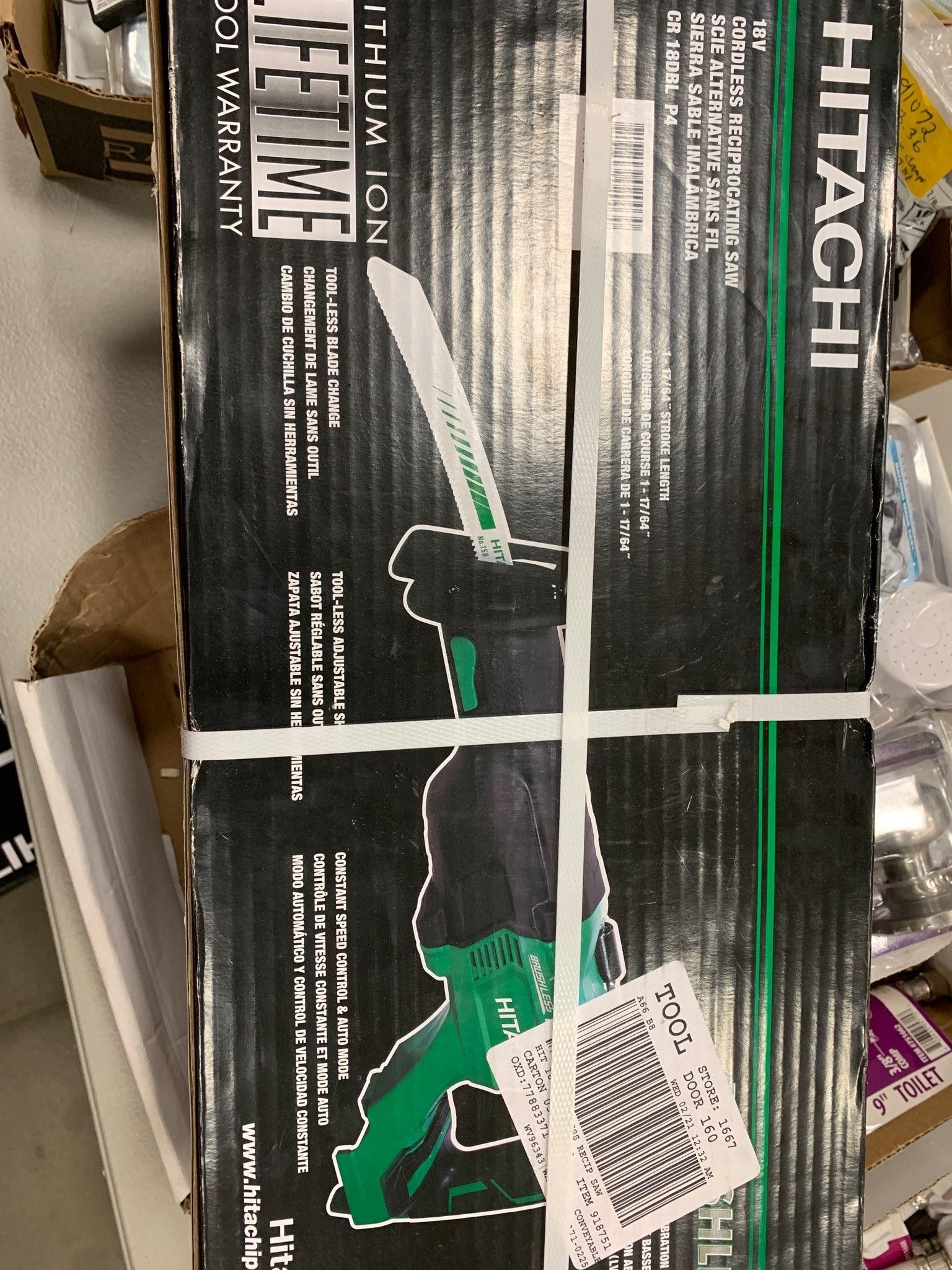 Brand new never used Hitachi Power Tools 18-Volt Variable Speed Brushless Cordless Reciprocating Saw