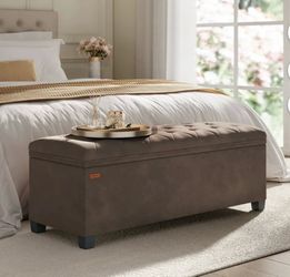 SONGMICS 43" Storage Ottoman Bench Foot Rest with Legs End of Bed Bench Storage Chest Load up to 660 lb for Living Room Bedroom Walnut Brownnew in the