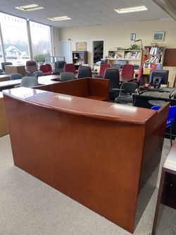 Cherry wood veneer reception station