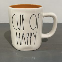 Rae Dunn “CUP OF HAPPY” White With Orange Inside