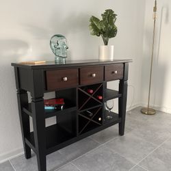 Modern Farmhouse  Wine Bar / Buffet - Matte Black & Walnut
