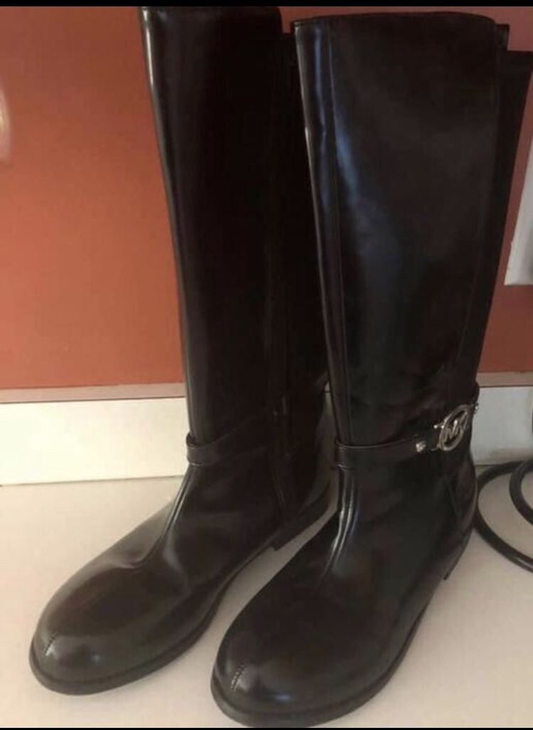 NEW Michael KORS black silver LOGO DRESS BOOTS girl youth size 5