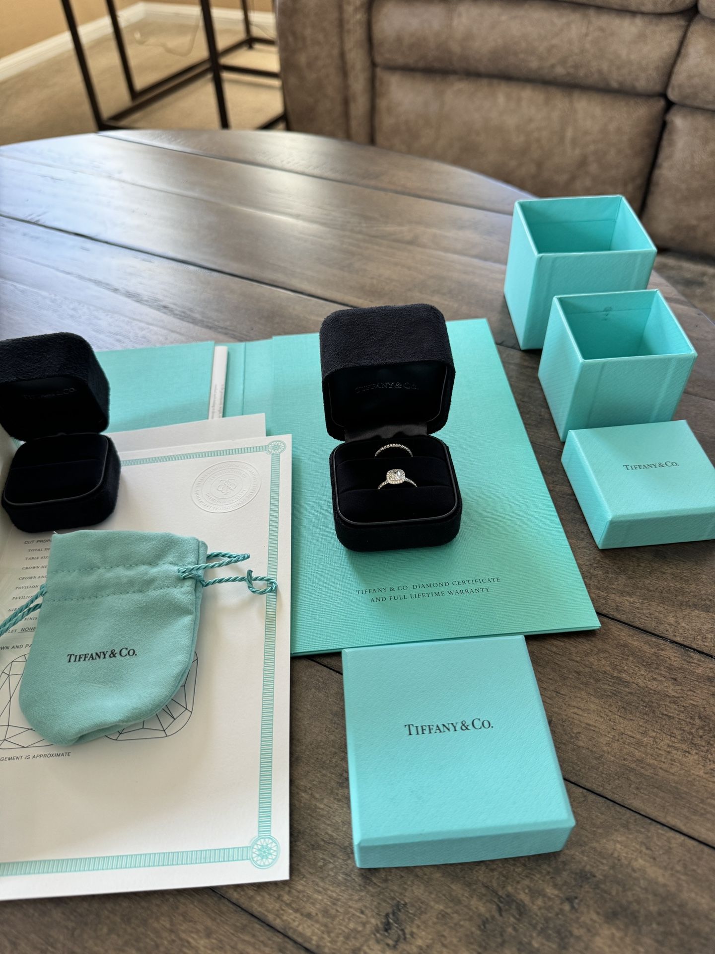 Tiffany’s Engagement Ring And Wedding Band Set- VS1, D. Two Tiffanys Rings.