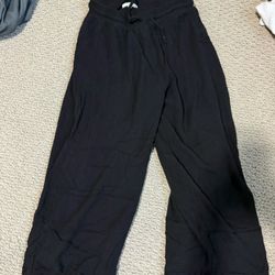 Black Flowy Pants With Drawstrings 