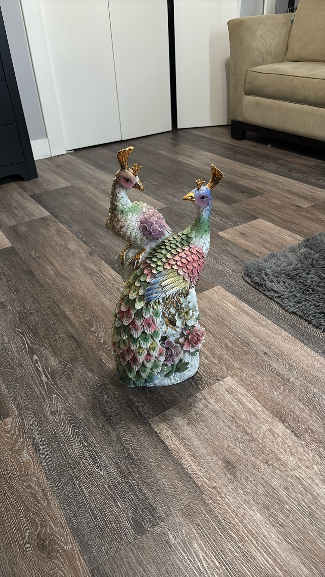 Porcelain Peacock Statue