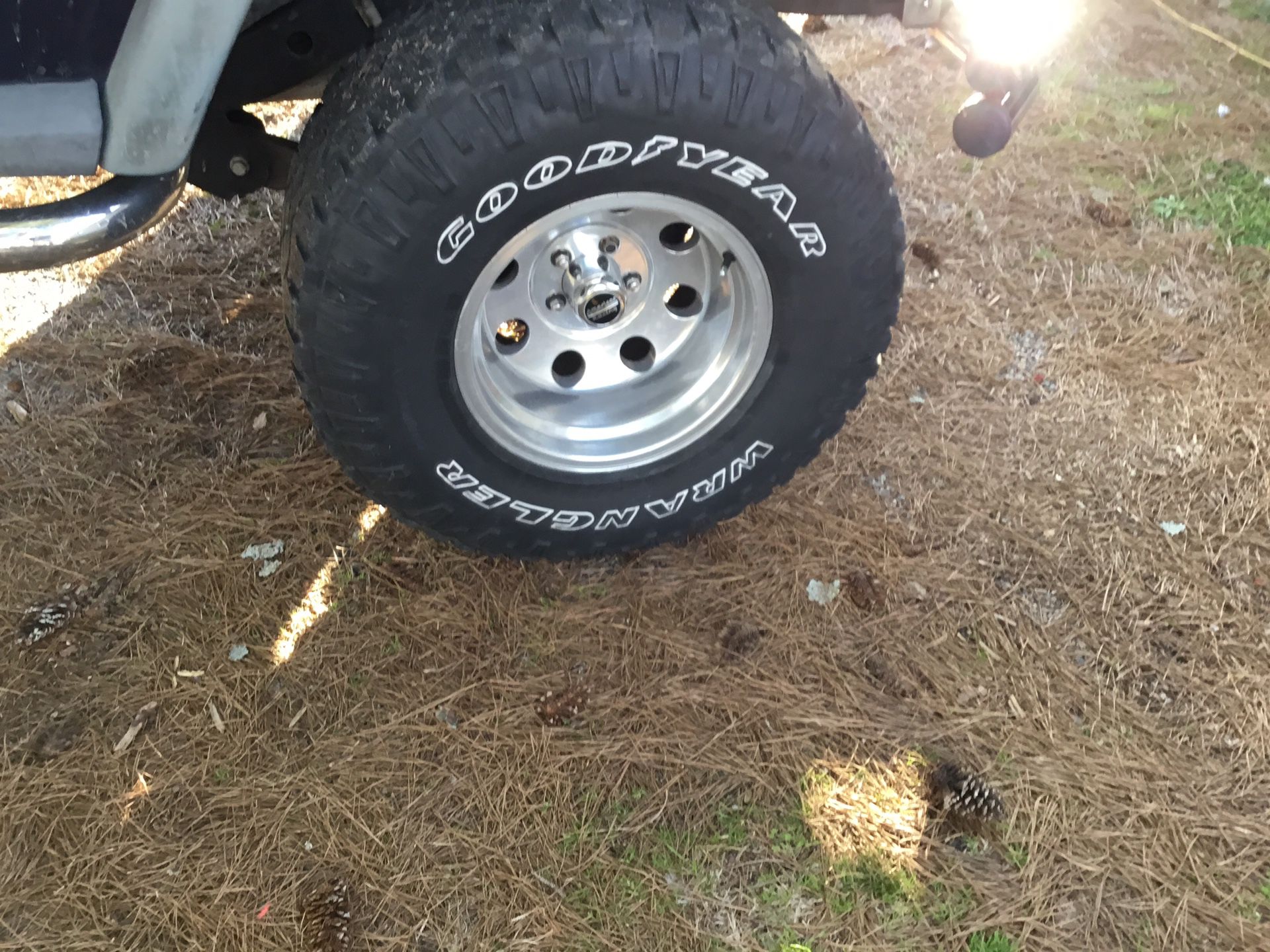 Goodyear wrangler 33/ R15 not much tread left rims are in good  condition for Sale in Elizabeth City, NC - OfferUp