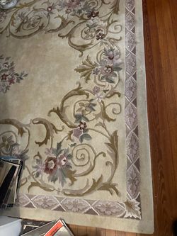 Large Floral Area Rug Cream and Mauve