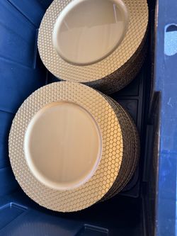 Gold Honeycomb Charger Plates Set