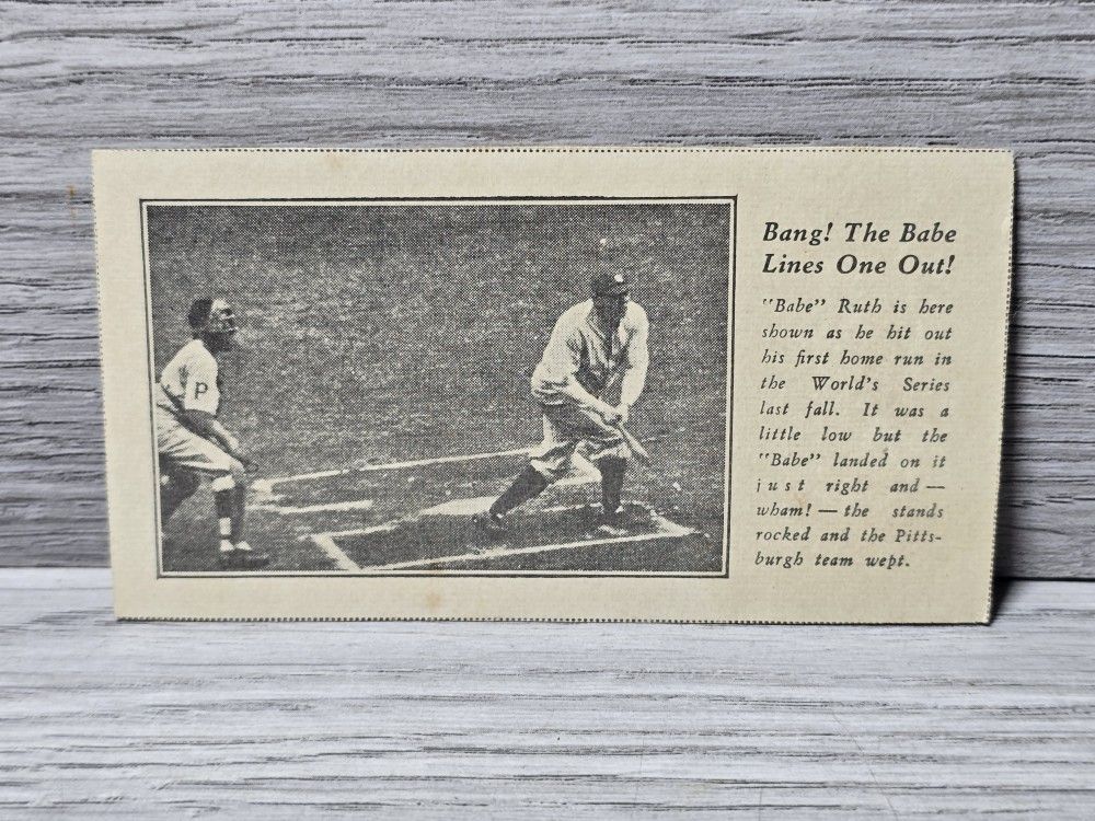 1928 Fro Joy Ice Cream Babe Ruth #3 Bang! The Babe Lines one out! NY Yankees HOF