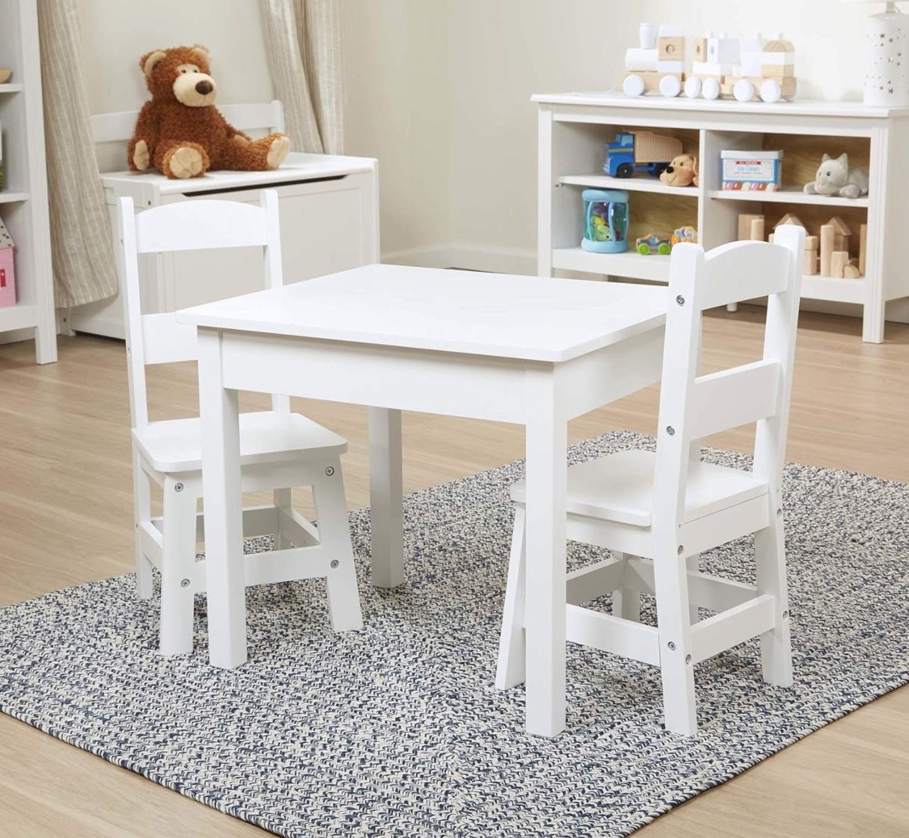 Kids White wooden table and chairs set - NEW