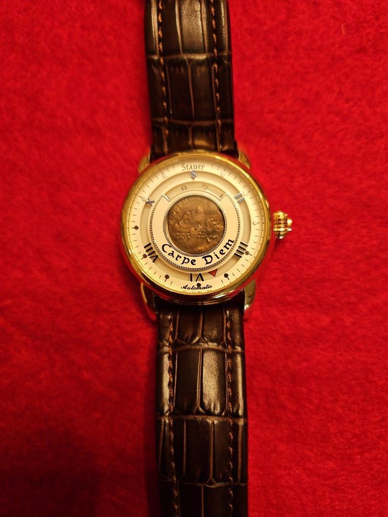 STAUER CARPE DIEM COIN AUTOMATIC JUMP WATCH