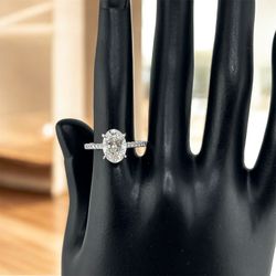 Oval Diamond Engagement Ring with Pavé Band