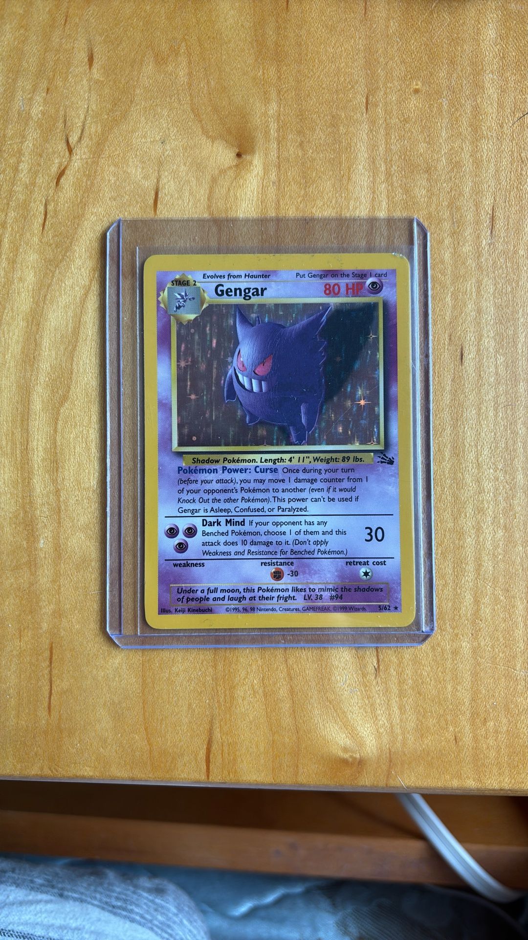 Gengar 5/62 Fossil Holo Ungraded