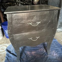 Silver Finished Wood Nightstand End Table