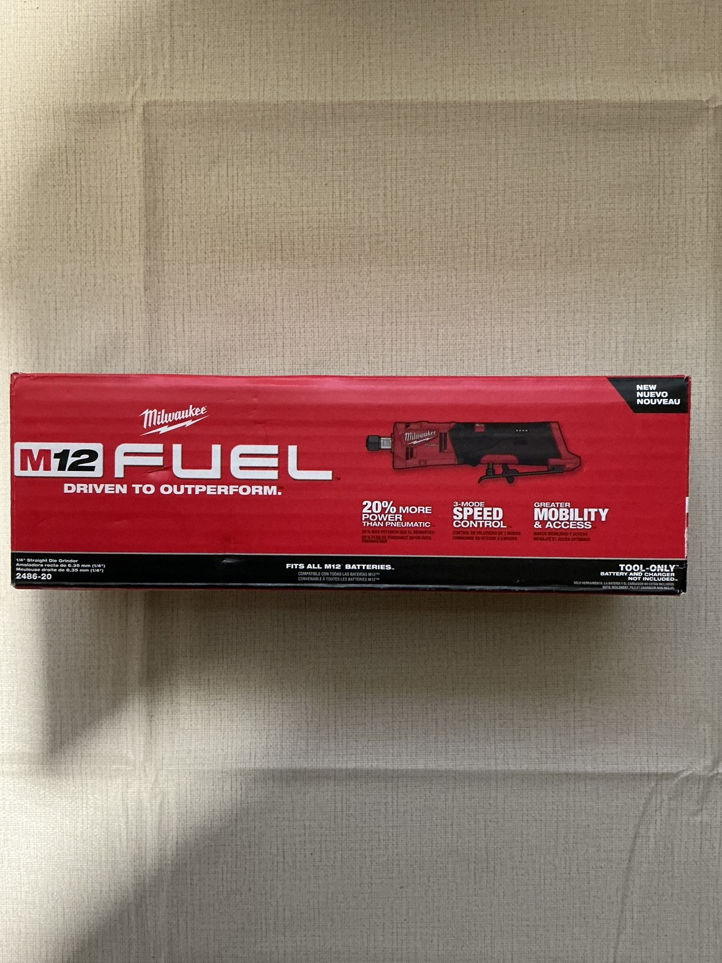 Milwaukee. M12 FUEL Lithium-lon Brushless Cordless 1/4 in. Straight Die Grinder (Tool-Only). 2486-20.
