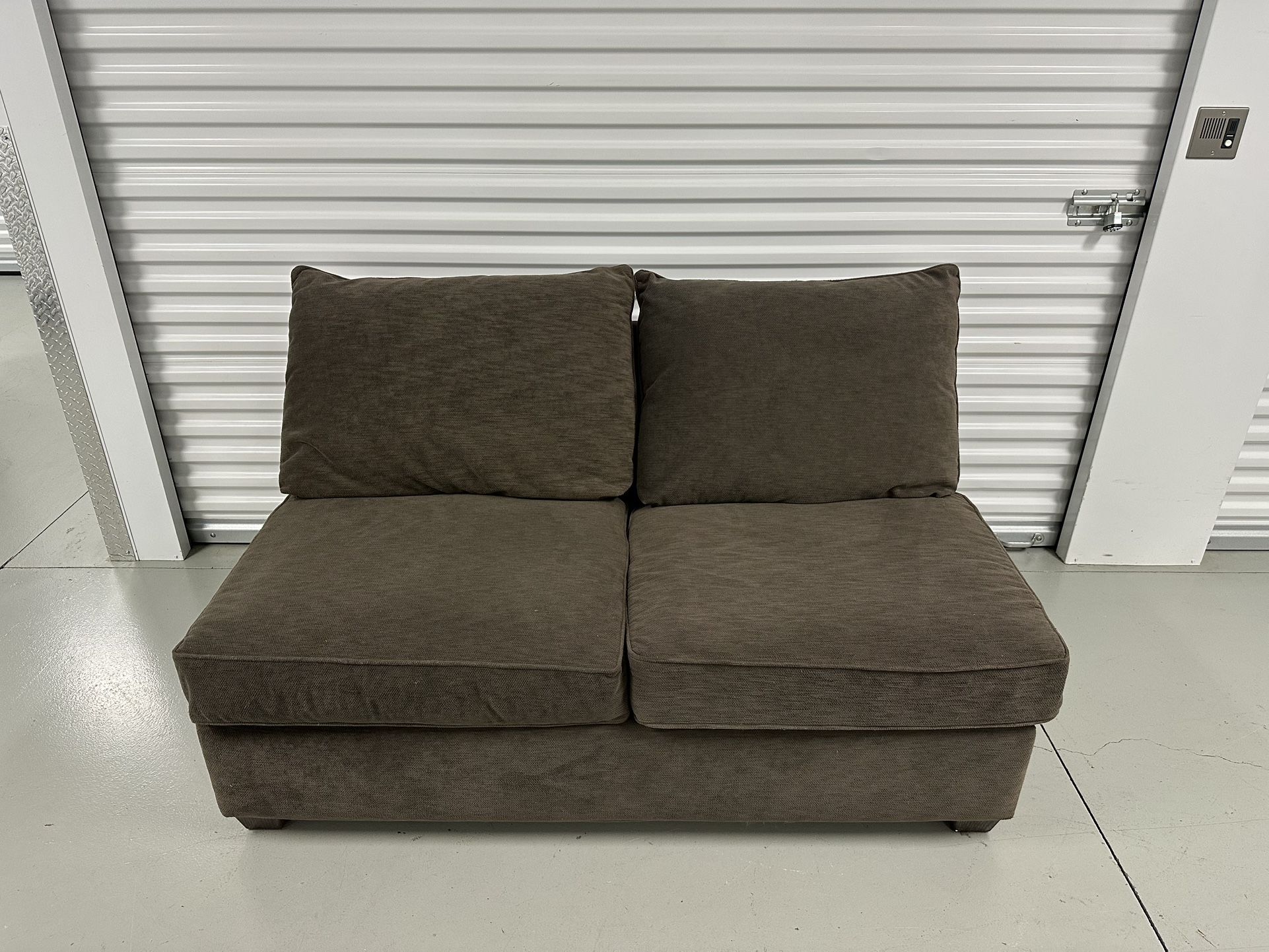 Modern Armless Loveseat in Dark Grayish Brown 