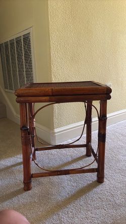 Bamboo Rattan Cane Top Side Table