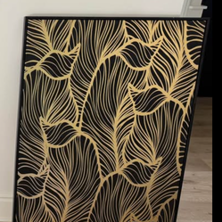 Huge like new gold and black design painting with black frame