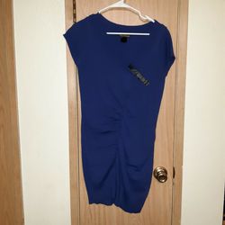 Ladies Blue V- Neck Sweater Dress