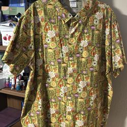 Disney Park Trader Sams Enchanted Tiki Bar SHAG Hawaiian Camp Button Shirt