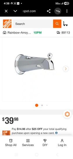 Decorative Metal Diverter Tub Spout in Chrome