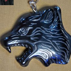 *HEMATITE WOLF* PENDANT ON STERLING BALE.. (P-90884)/ MEANING BELOW ..👇
