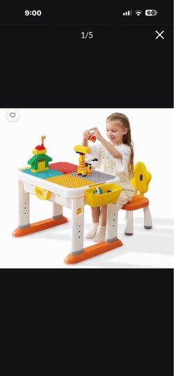 Kids Building Block Activity Table and Chair Set