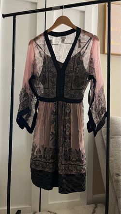 Pink Sheer Paisley Mini Dress