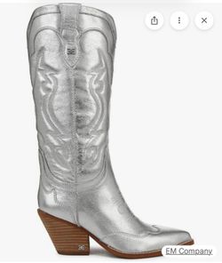 Sam Edelman Silver Metallic Western Mid-Calf Boot