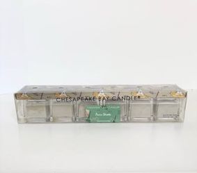 Set of 6 Square Votive Candles in Sage Green | Unscented