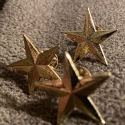 Three Authentic Gold Tone Uniform Star Pins