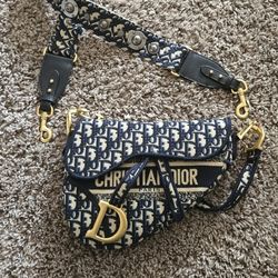 Christian Dior Saddle Bag in Blue Dior Oblique Jacquard