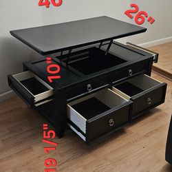 Top storage coffee table, five drawers